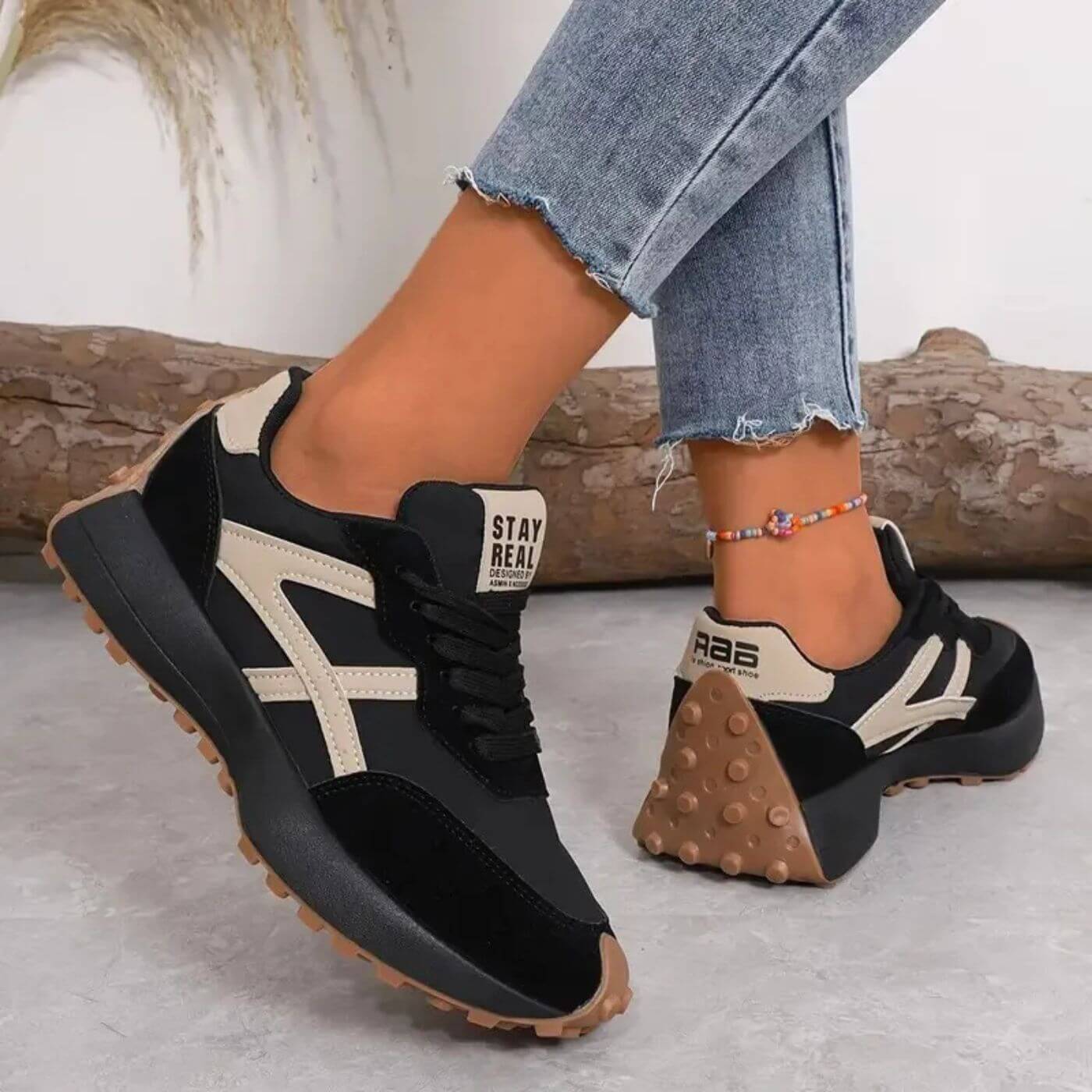 women's cushioned slip-resistant sneakers - side view