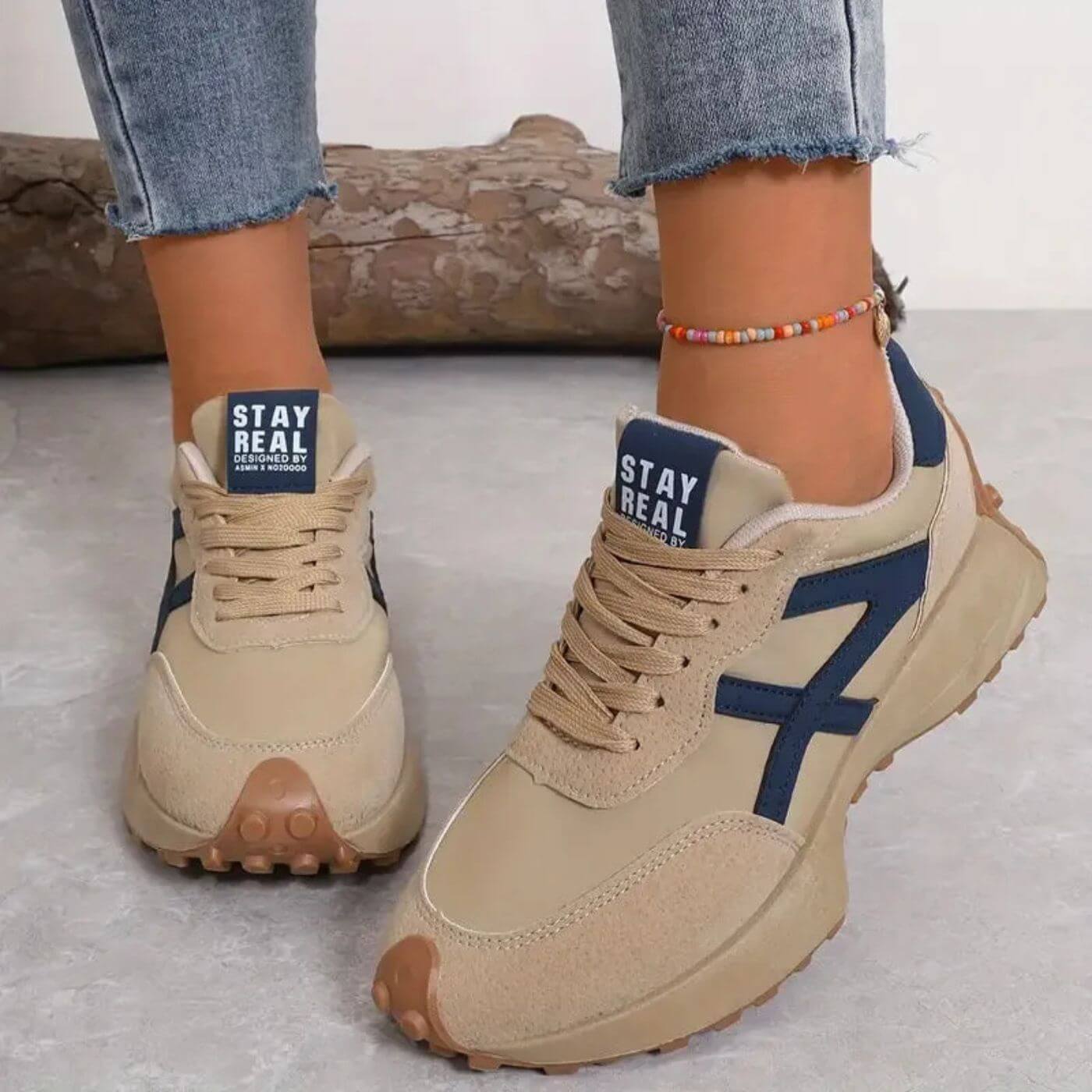 women's cushioned slip-resistant sneakers - detail view