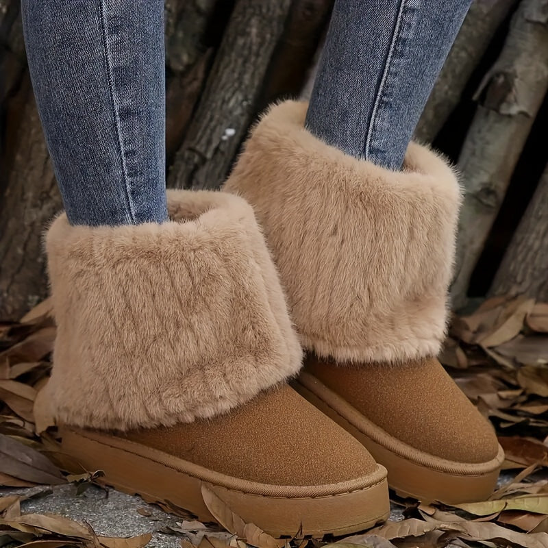 Women's Faux Fur Cuff Platform Winter Boots - view 2