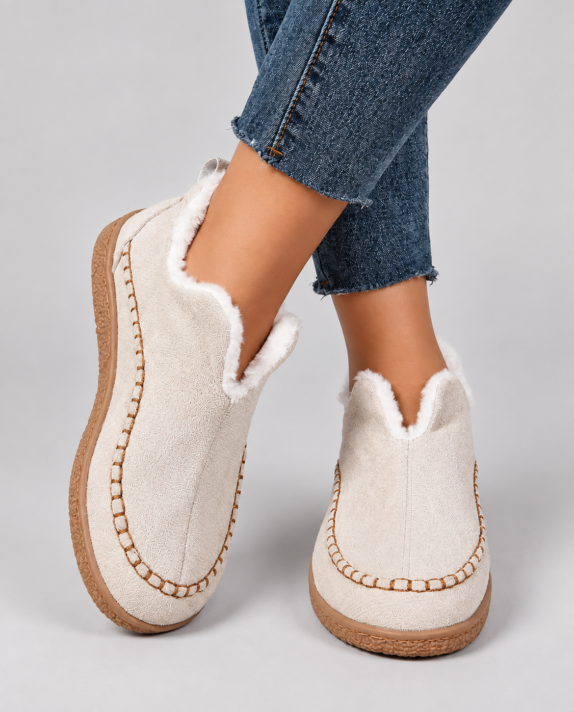 Women's Faux Fur Lined Slip-On Ankle Boots - view 1