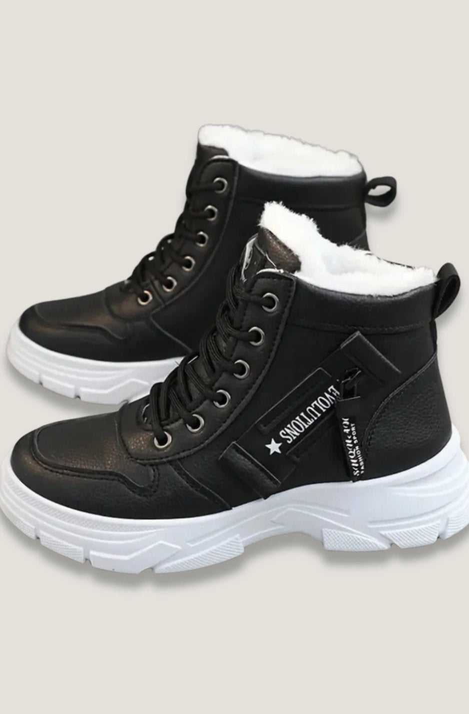 Women's Fleece-Lined Faux Leather High-Top Lace-Up Winter Boots - view 1