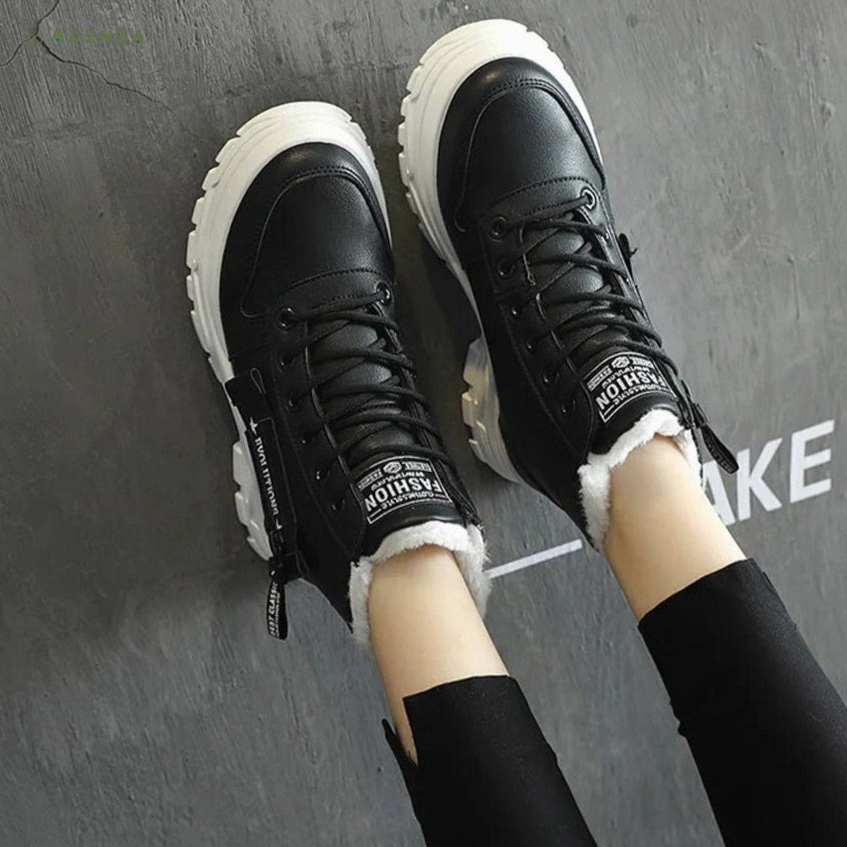 Women's Fleece-Lined Faux Leather High-Top Lace-Up Winter Boots - view 3