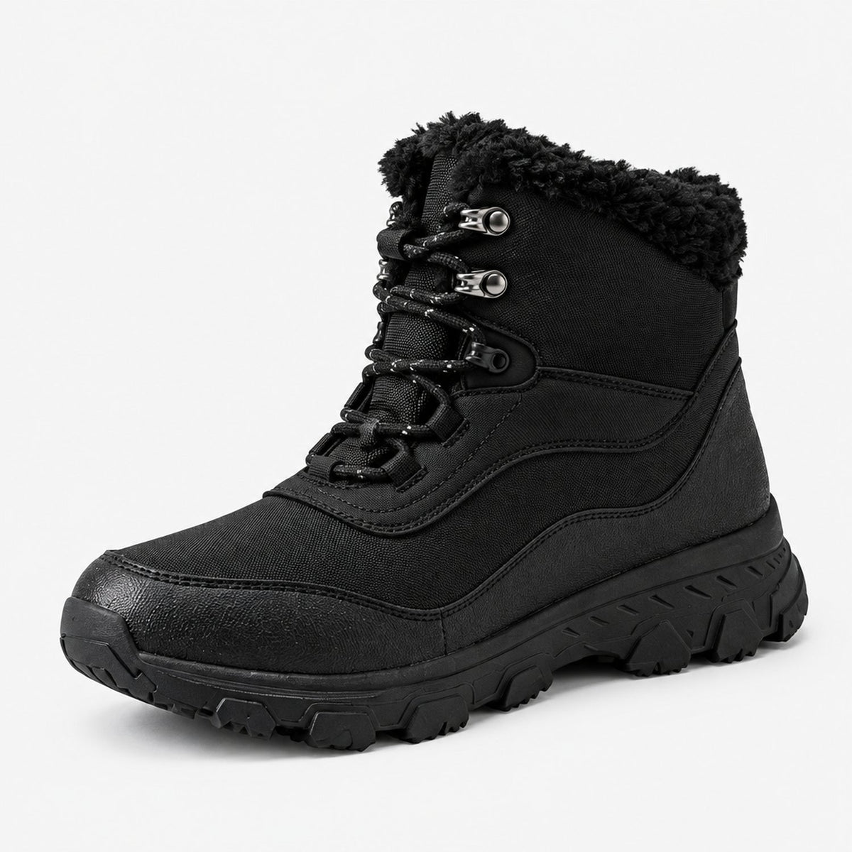 Women's Lined Lace-Up Winter Boots with Faux Fur Collar - view 3
