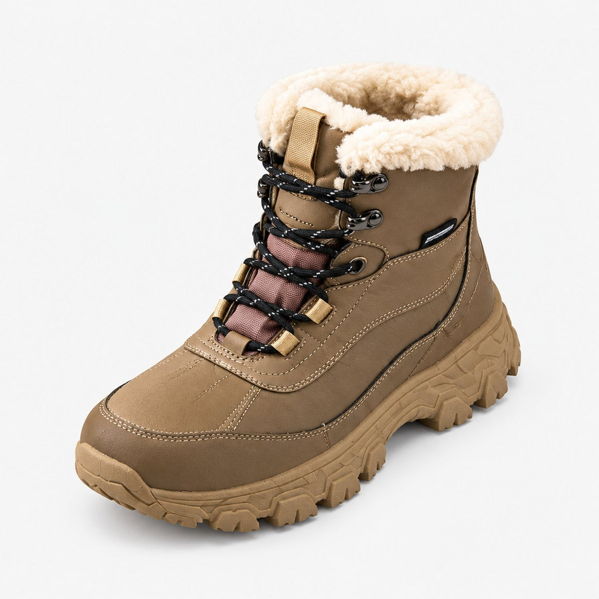 Women's Lined Lace-Up Winter Boots with Faux Fur Collar - view 4