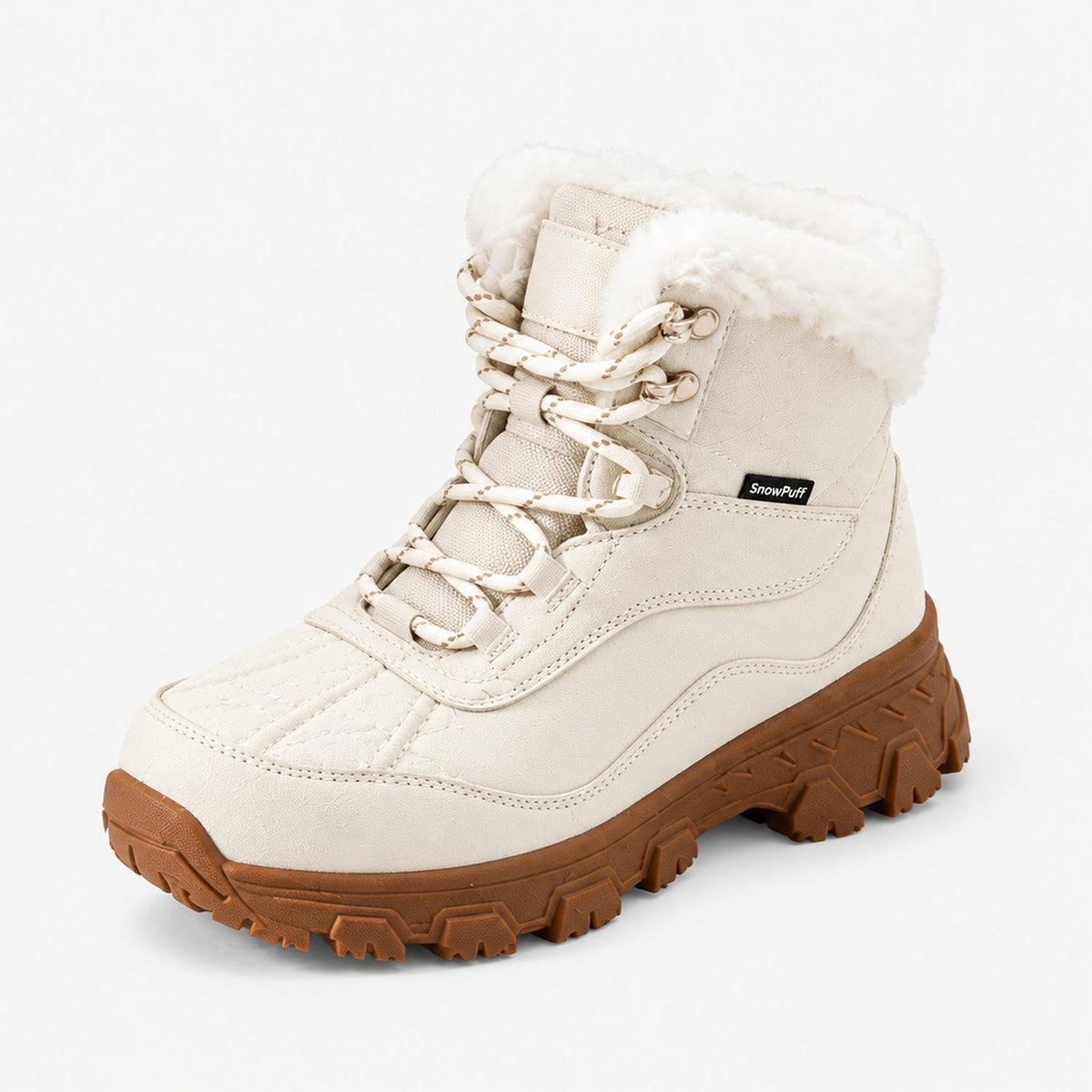 Women's Lined Lace-Up Winter Boots with Faux Fur Collar - view 8