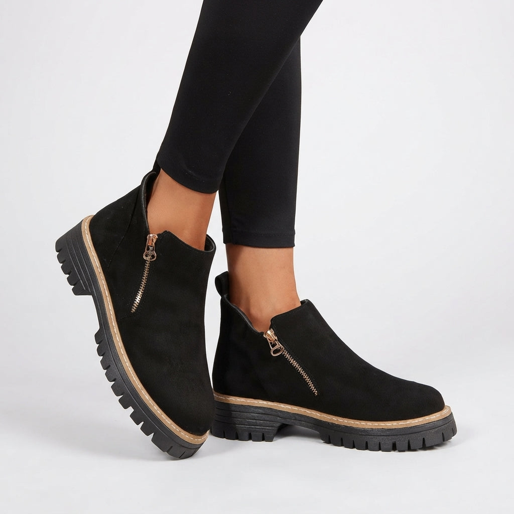 Women's Lug Sole Side-Zip Ankle Boots with Block Heel - view 2