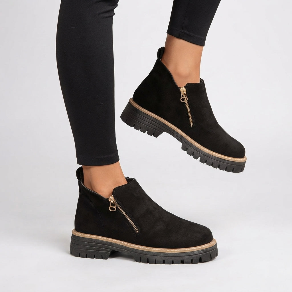 Women's Lug Sole Side-Zip Ankle Boots with Block Heel - view 7