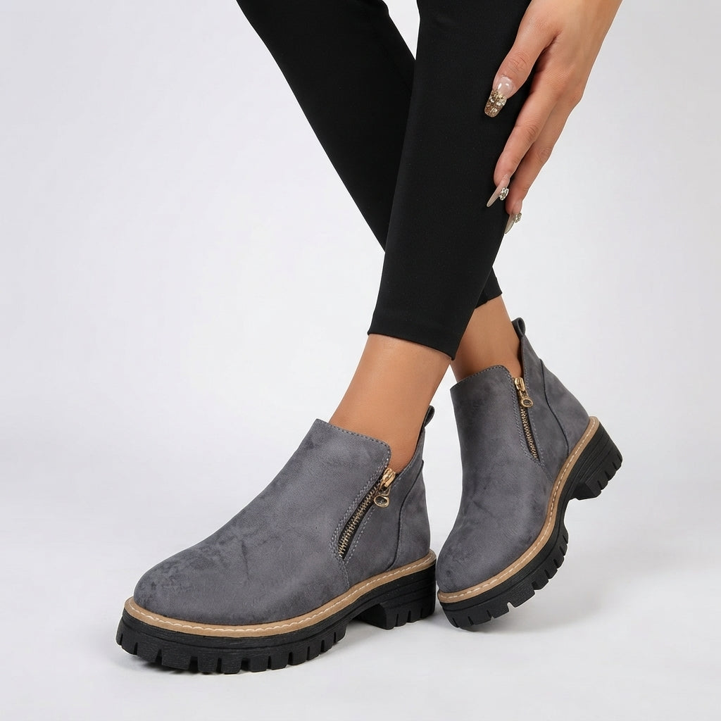 Women's Lug Sole Side-Zip Ankle Boots with Block Heel - view 8