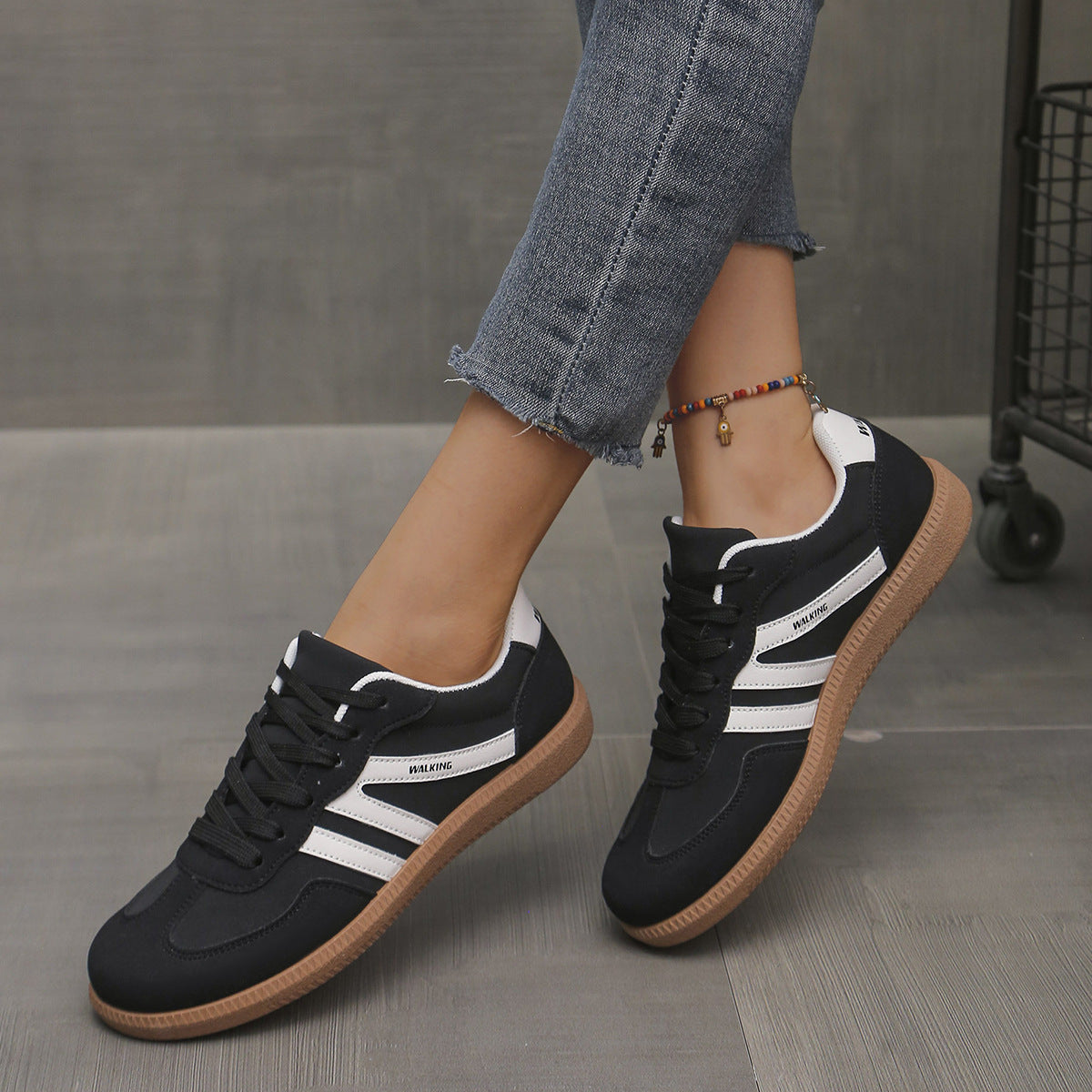 women's orthopaedic walking trainers with padded insole - close-up view