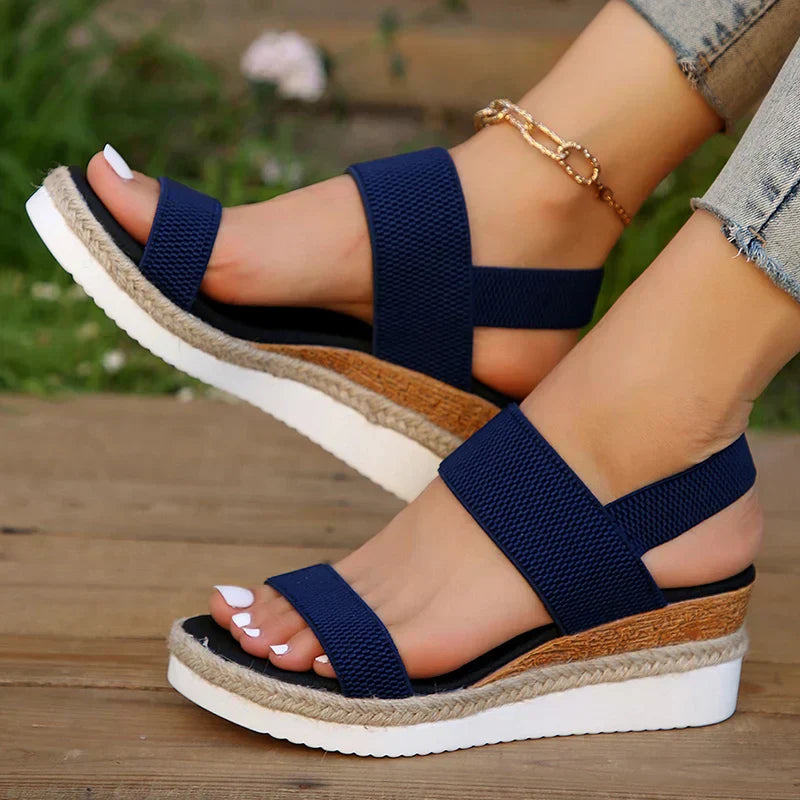 women's orthopedic cross-strap platform sandals - back view