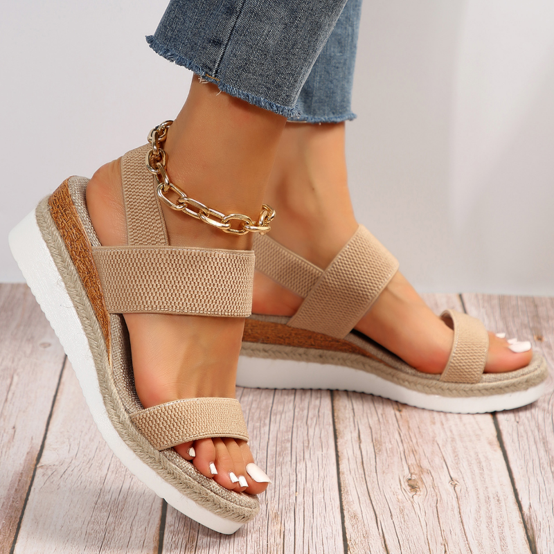 women's orthopedic cross-strap platform sandals - front view