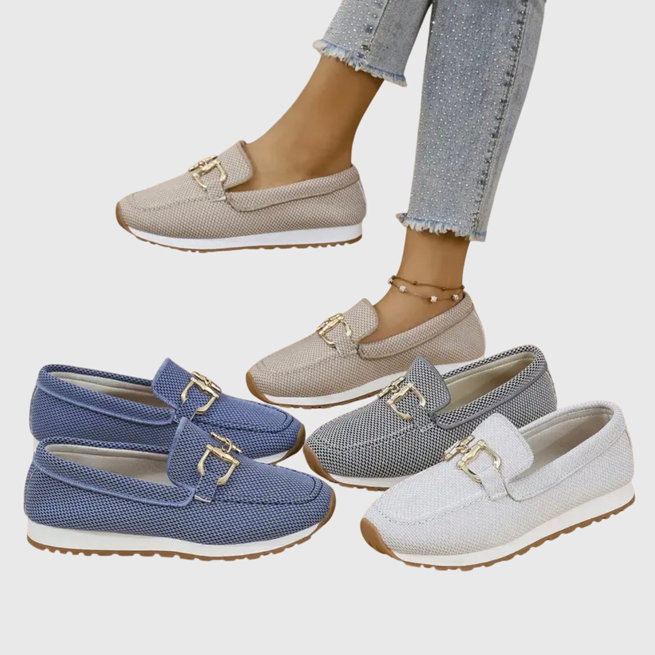 women's orthopedic loafers with gold hardware - sole view