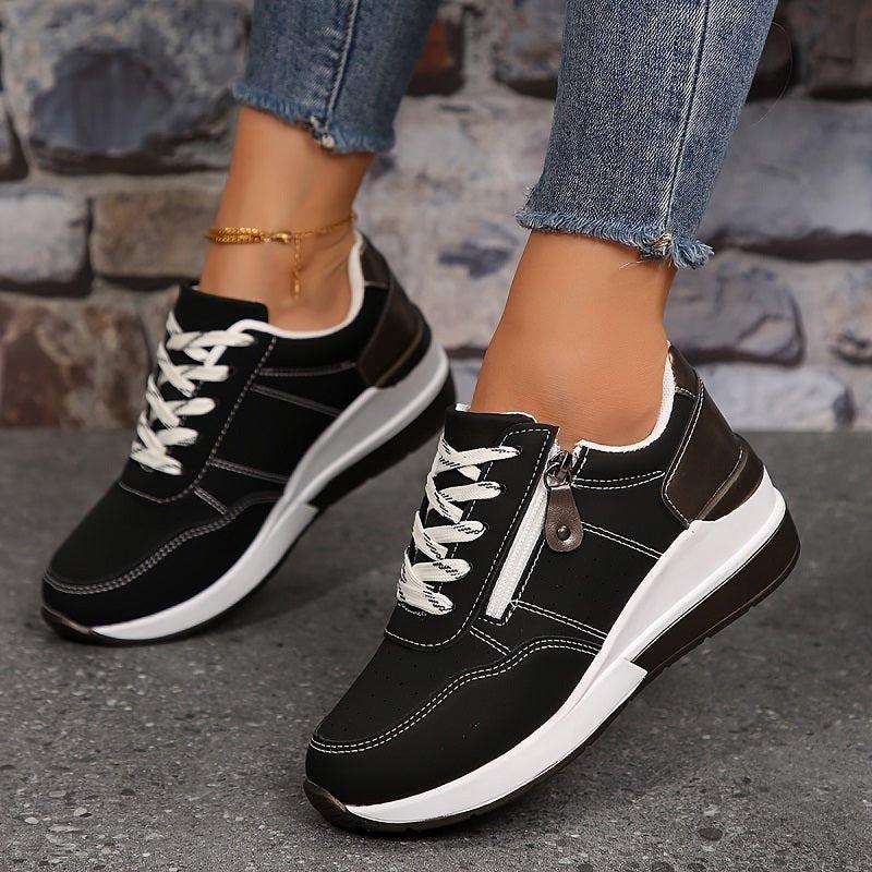 women's orthopedic low-cut lace-up sneakers - side view