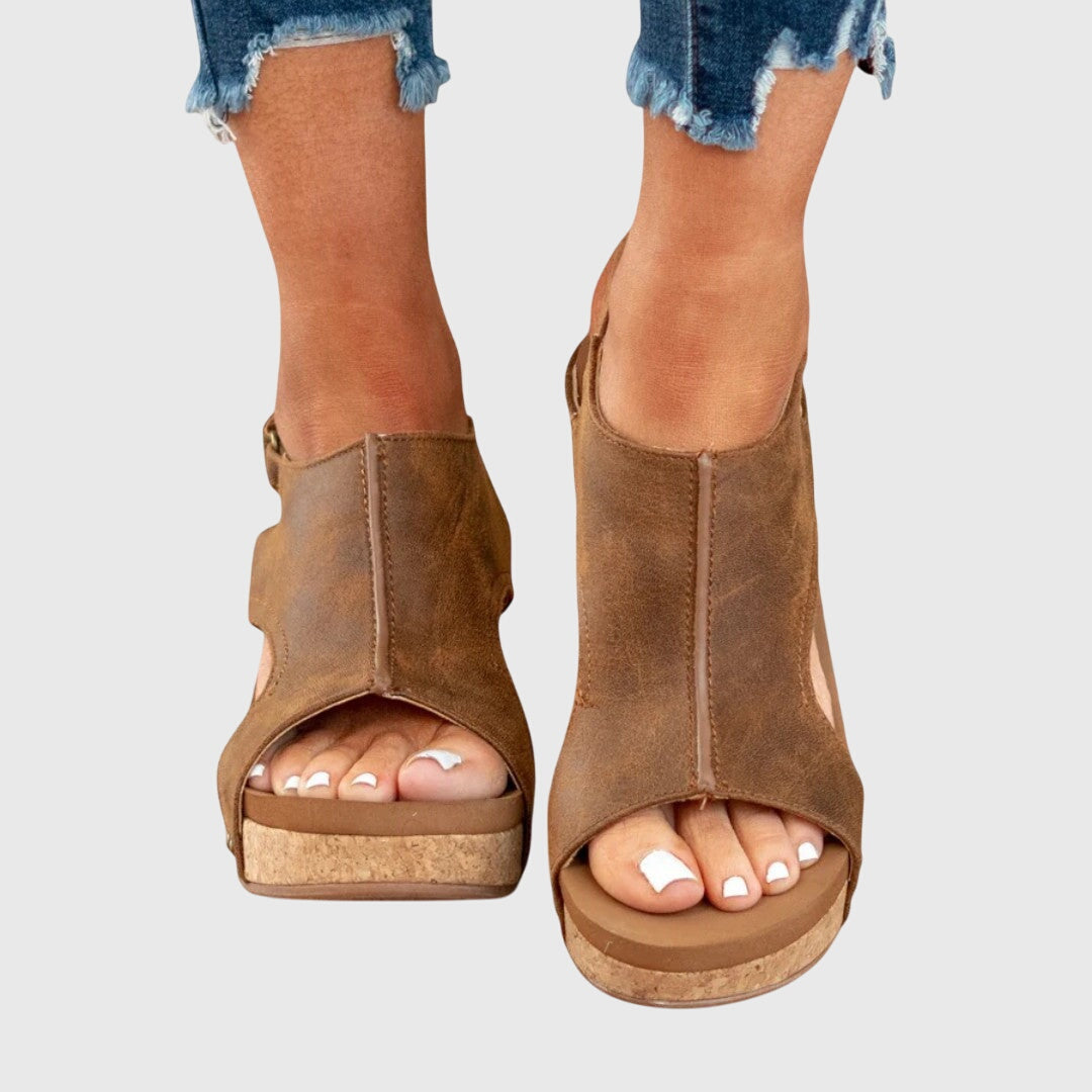Women's orthopedic open toe sandals worn lifestyle everyday wear
