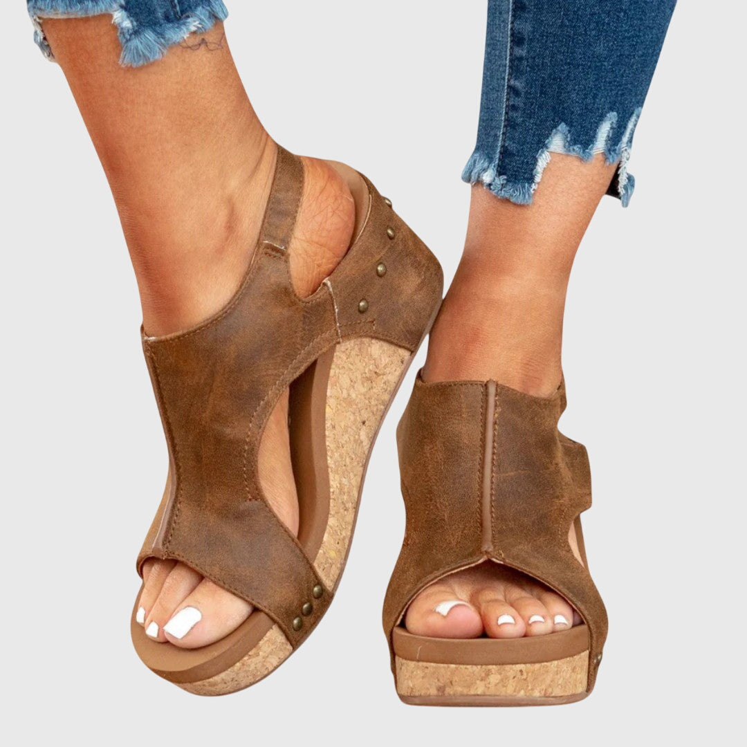 Strap detail on women's orthopedic sandals adjustable fit buckle