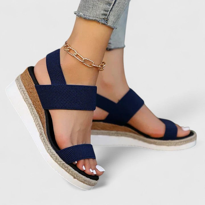women's orthopedic platform sandals with arch support - flat lay view
