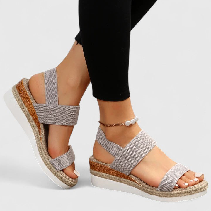 women's orthopedic platform sandals with arch support - lifestyle view