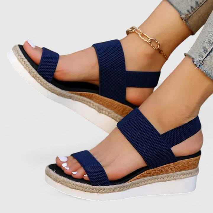 women's orthopedic platform sandals with arch support - outdoor view