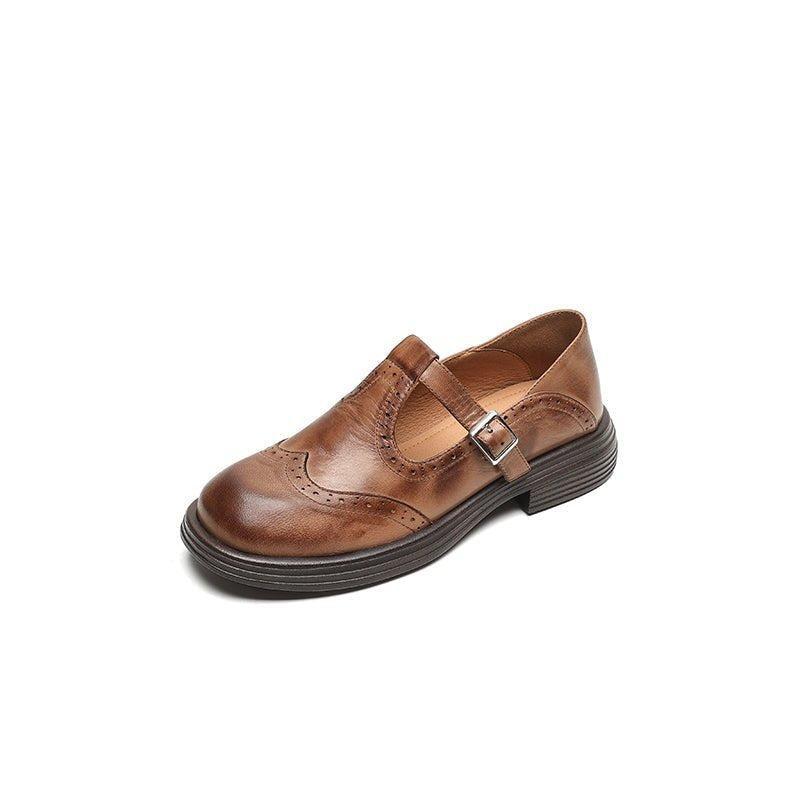 women's perforated Mary Jane buckle flats - sole view