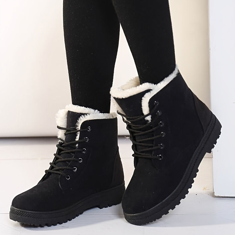 Women's Plush-Lined Lace-Up Winter Ankle Boots - view 1