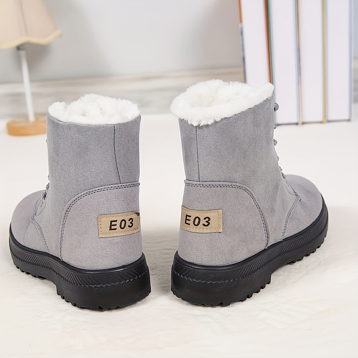 Women's Plush-Lined Lace-Up Winter Ankle Boots - view 9