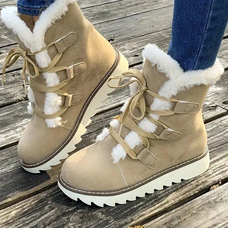 Women's Plush-Lined Lace-Up Winter Boots - view 1