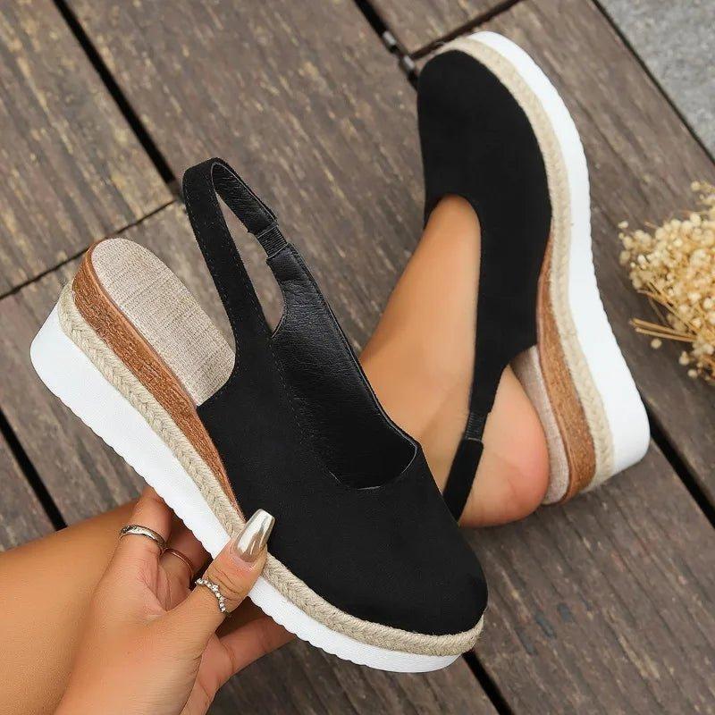 women's slip-on platform espadrille wedge shoes - sole view