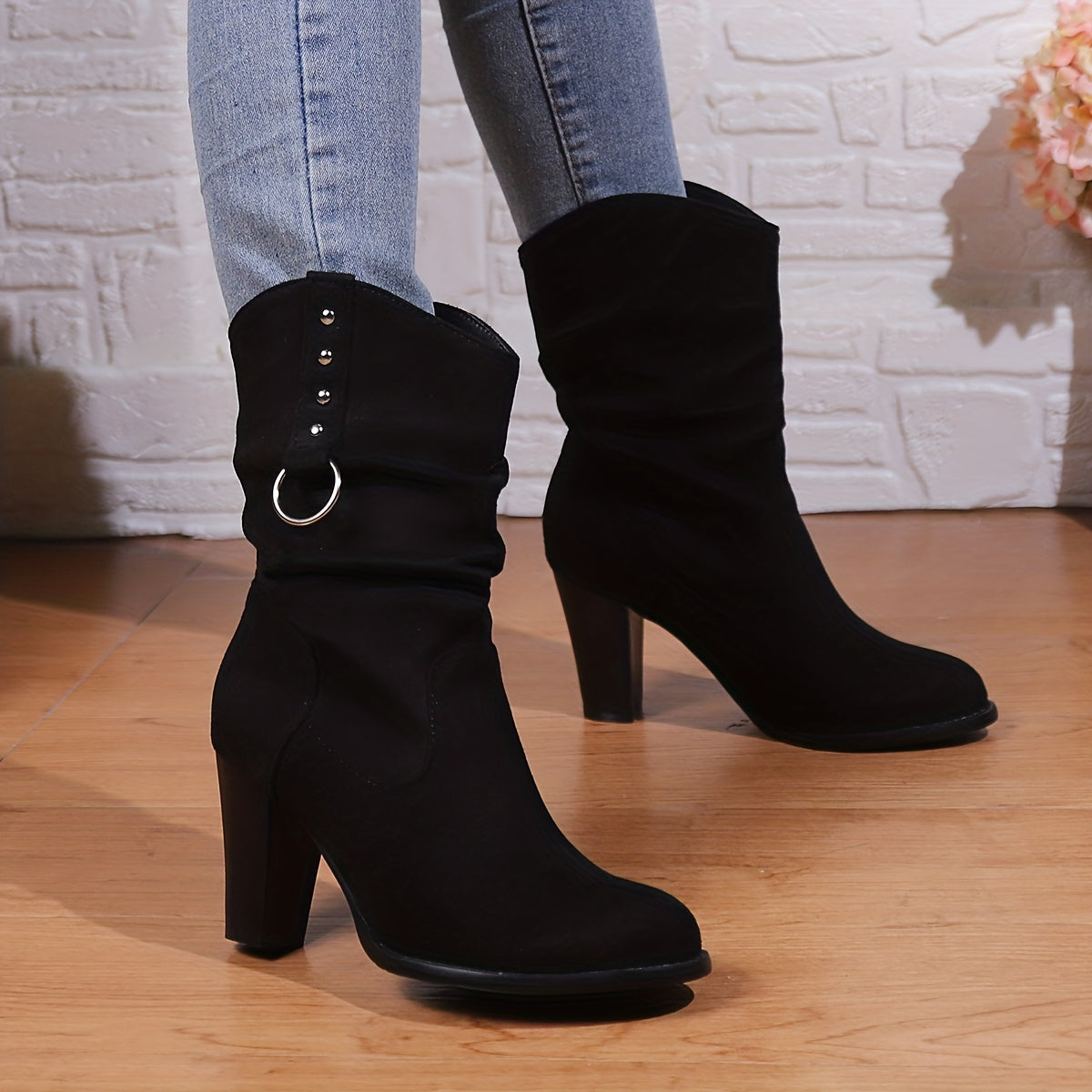 Women's Slouchy Western Ankle Boots with Square Toe - view 2