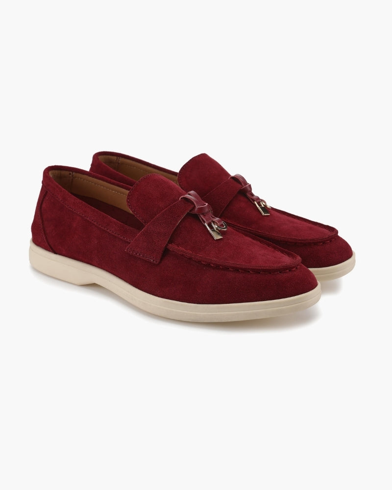 Women's suede loafers - texture detail