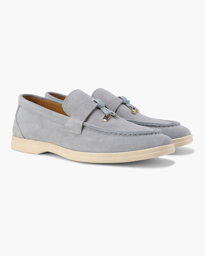 Women's suede loafers in Marine Blue - front view