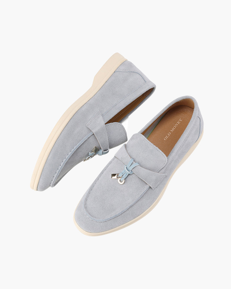 Women's suede loafers in Olive - front view