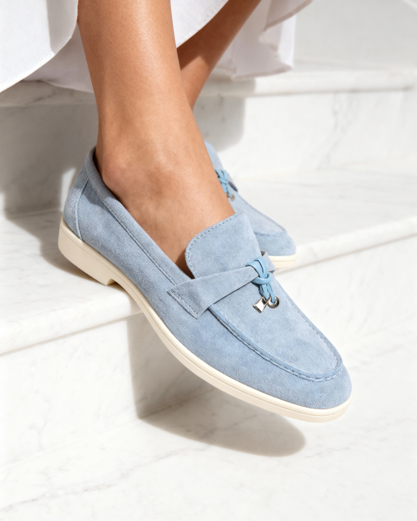 Women's suede loafers in Bordeaux - front view