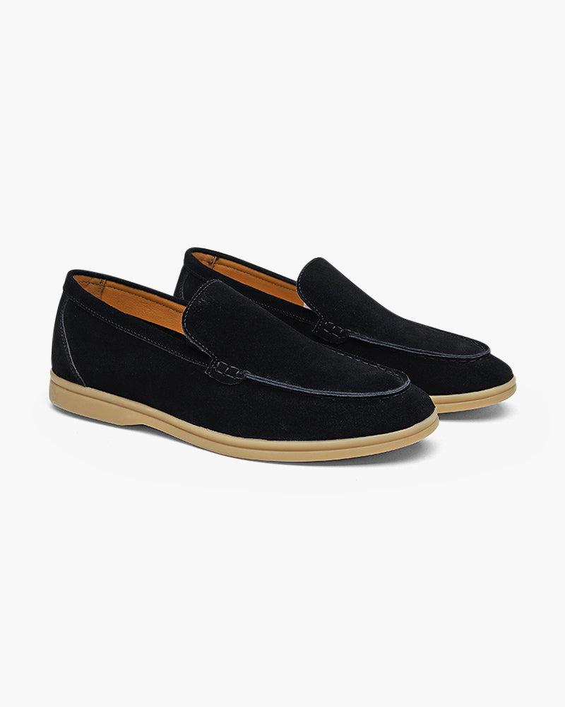 Men's suede loafers - stitching detail