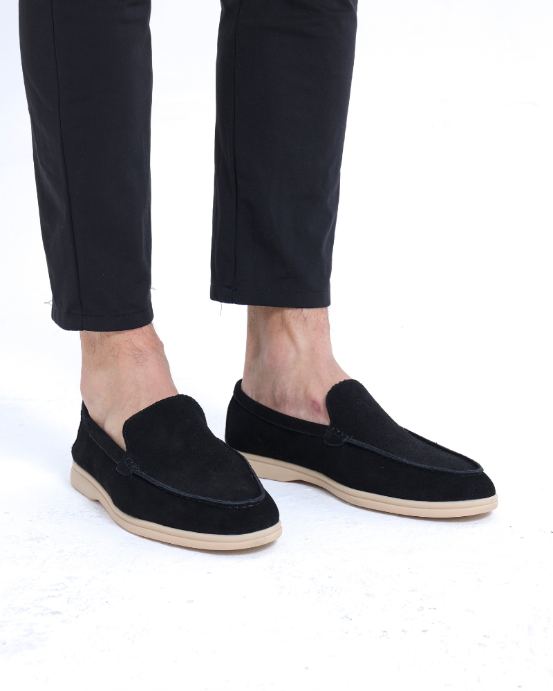 Men's suede loafers in Beige - front view