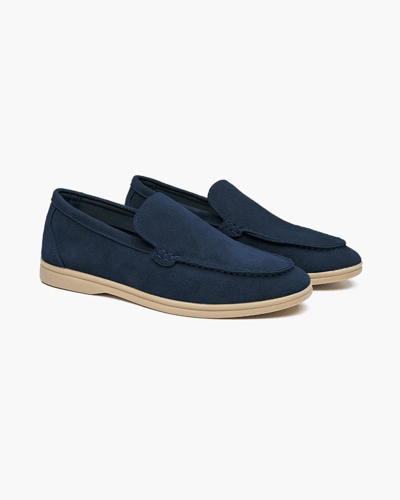 Men's suede loafers in Light Green - front view