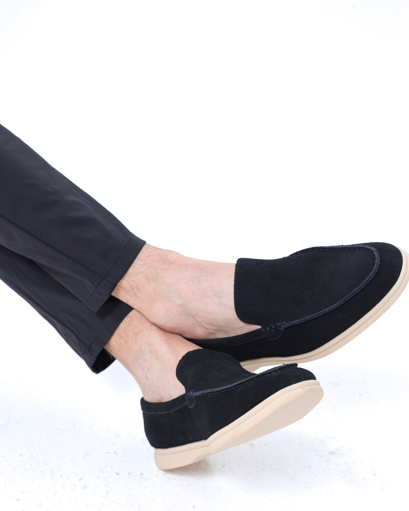 Men's suede loafers in Skye Blue - front view