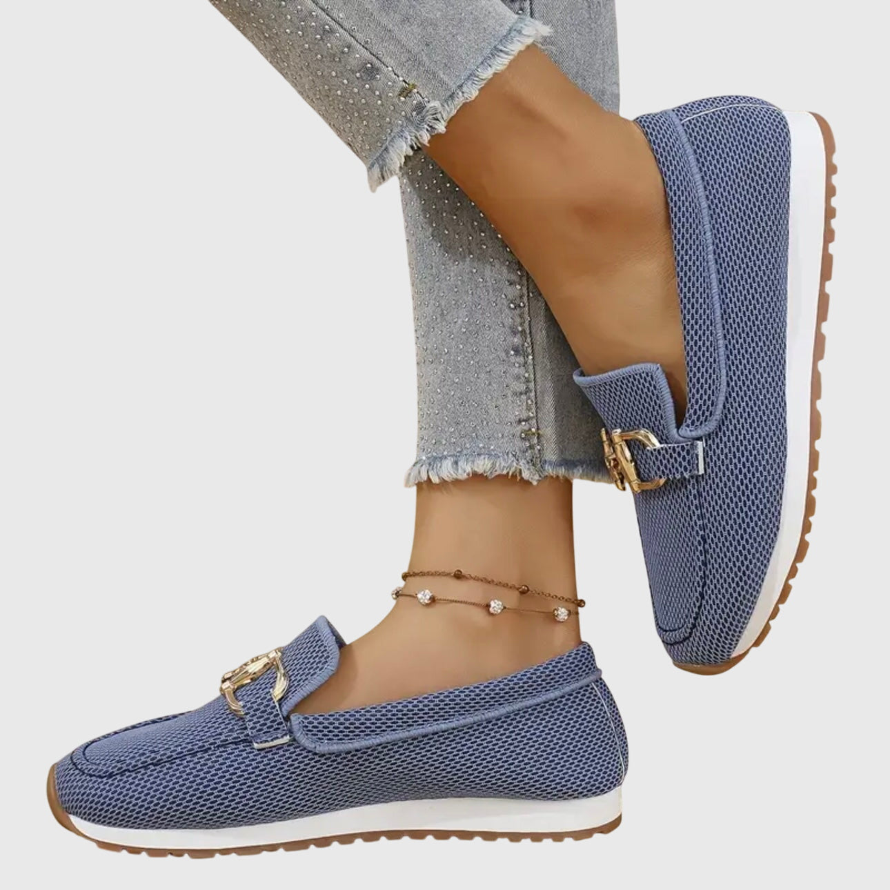 Women's Orthopedic Loafers | Cushioned Gold Hardware Slip-On Shoes