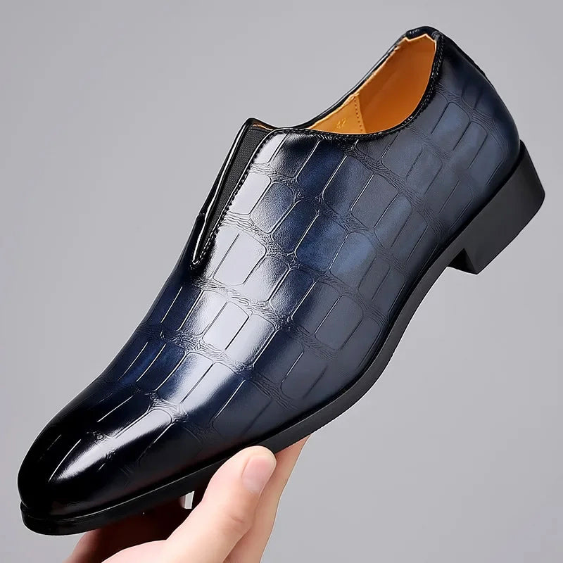Men's croc-embossed glossy slip-on loafers, view 7