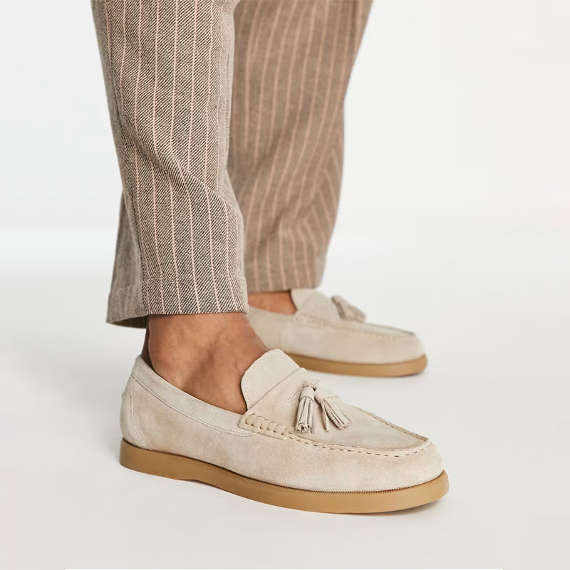 Men's suede dual tassel slip-on loafers, view 1