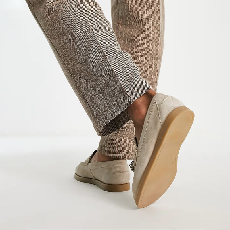 Men's suede dual tassel slip-on loafers, view 4