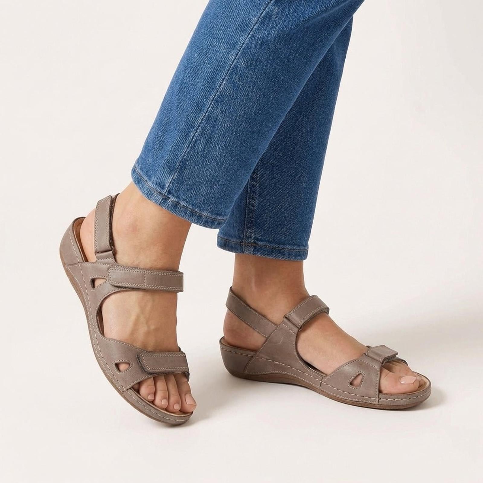 Women's open-toe adjustable strap sandals, view 3