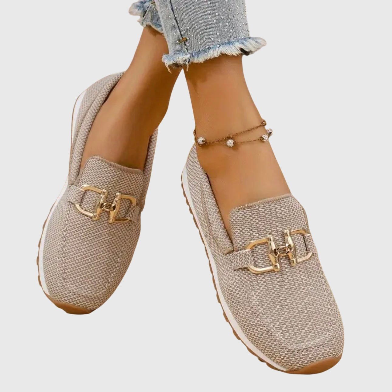Women's Orthopedic Loafers | Cushioned Gold Hardware Slip-On Shoes