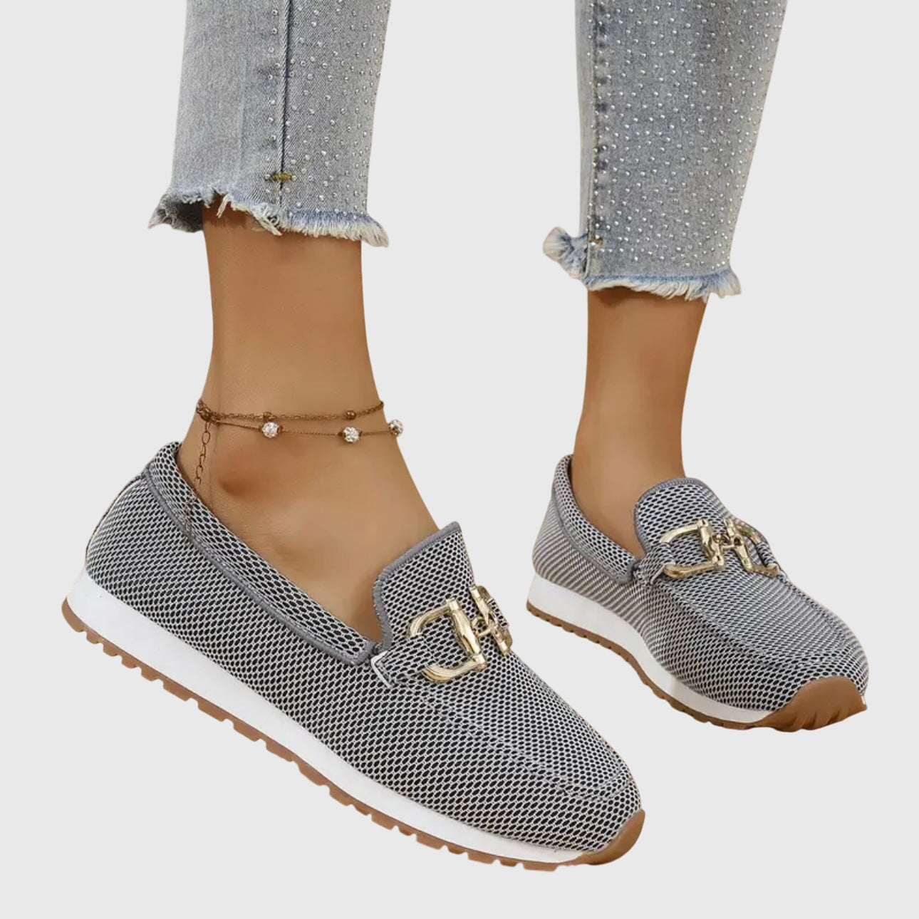 Women's Orthopedic Loafers | Cushioned Gold Hardware Slip-On Shoes