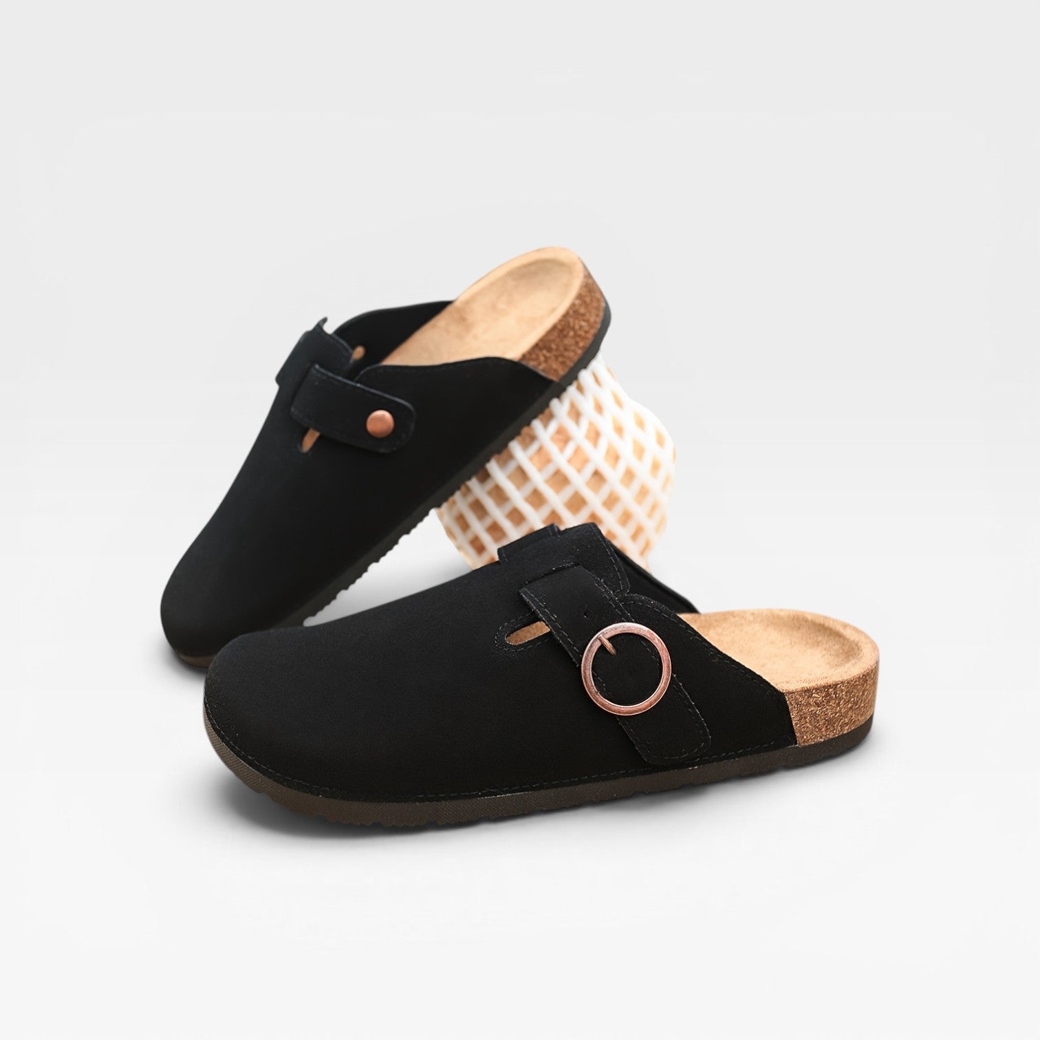 Contoured cork footbed detail men's slip-on clogs everyday comfort