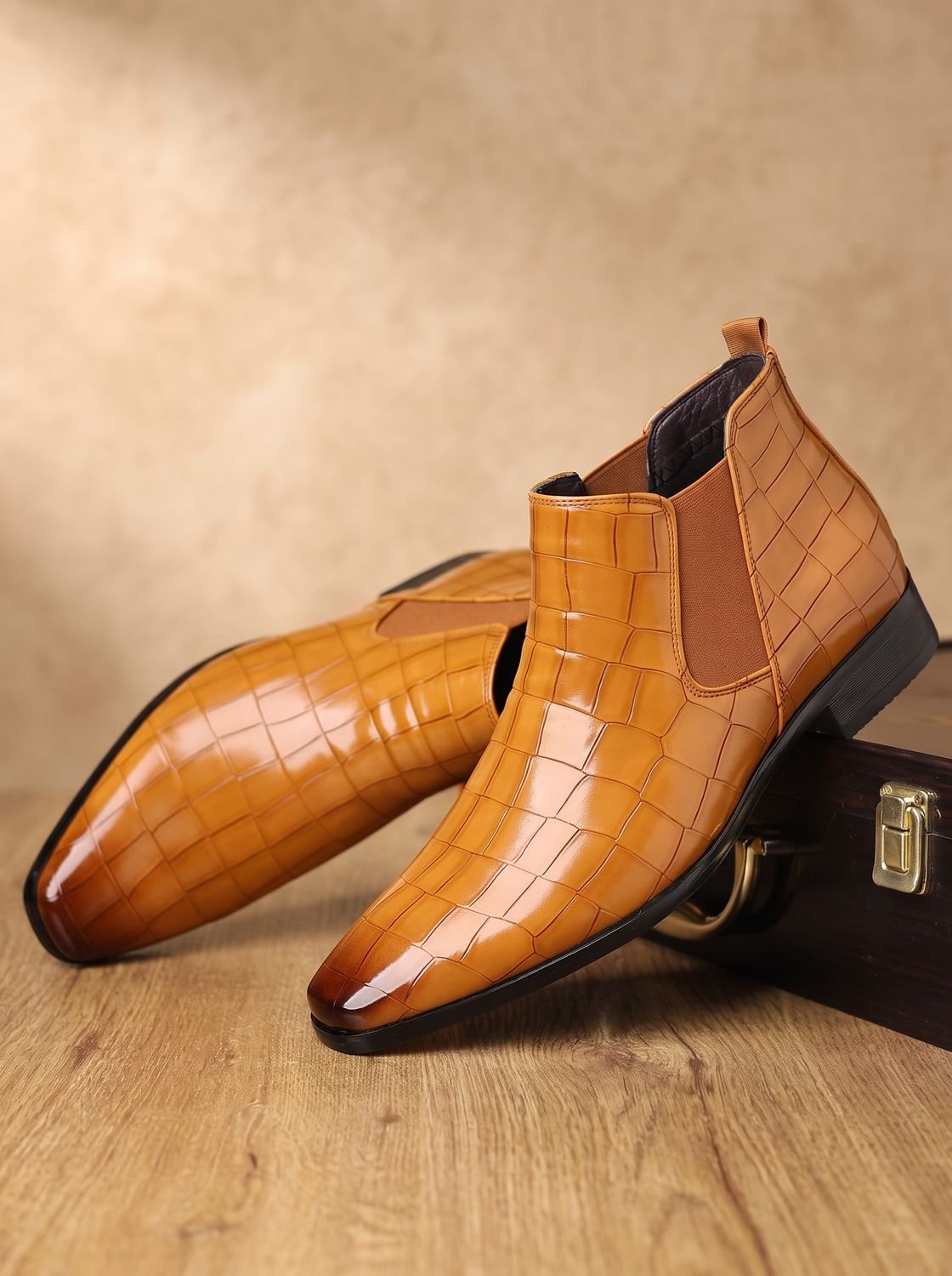 Men's Croc-Effect Slip-On Chelsea Boots - view 2