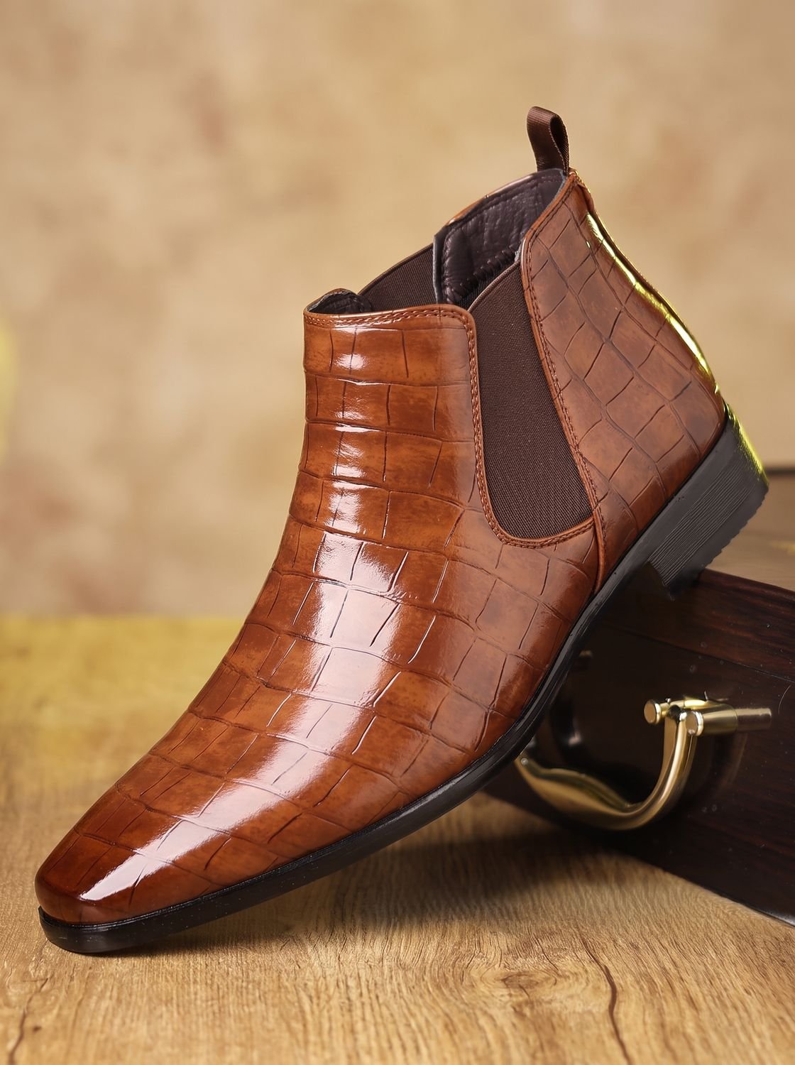 Men's Croc-Effect Slip-On Chelsea Boots - view 4