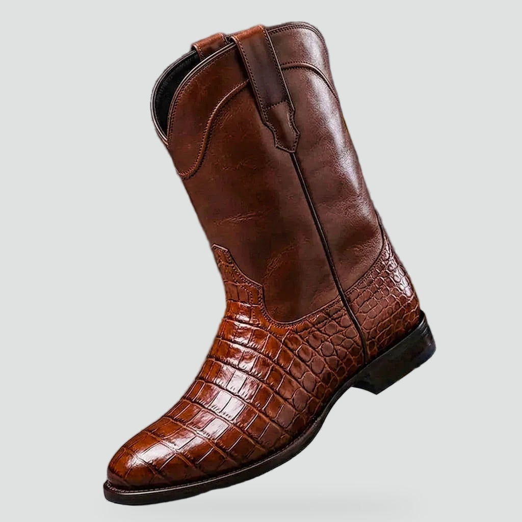 Men's Croc-Print Western Cowboy Boots - view 1