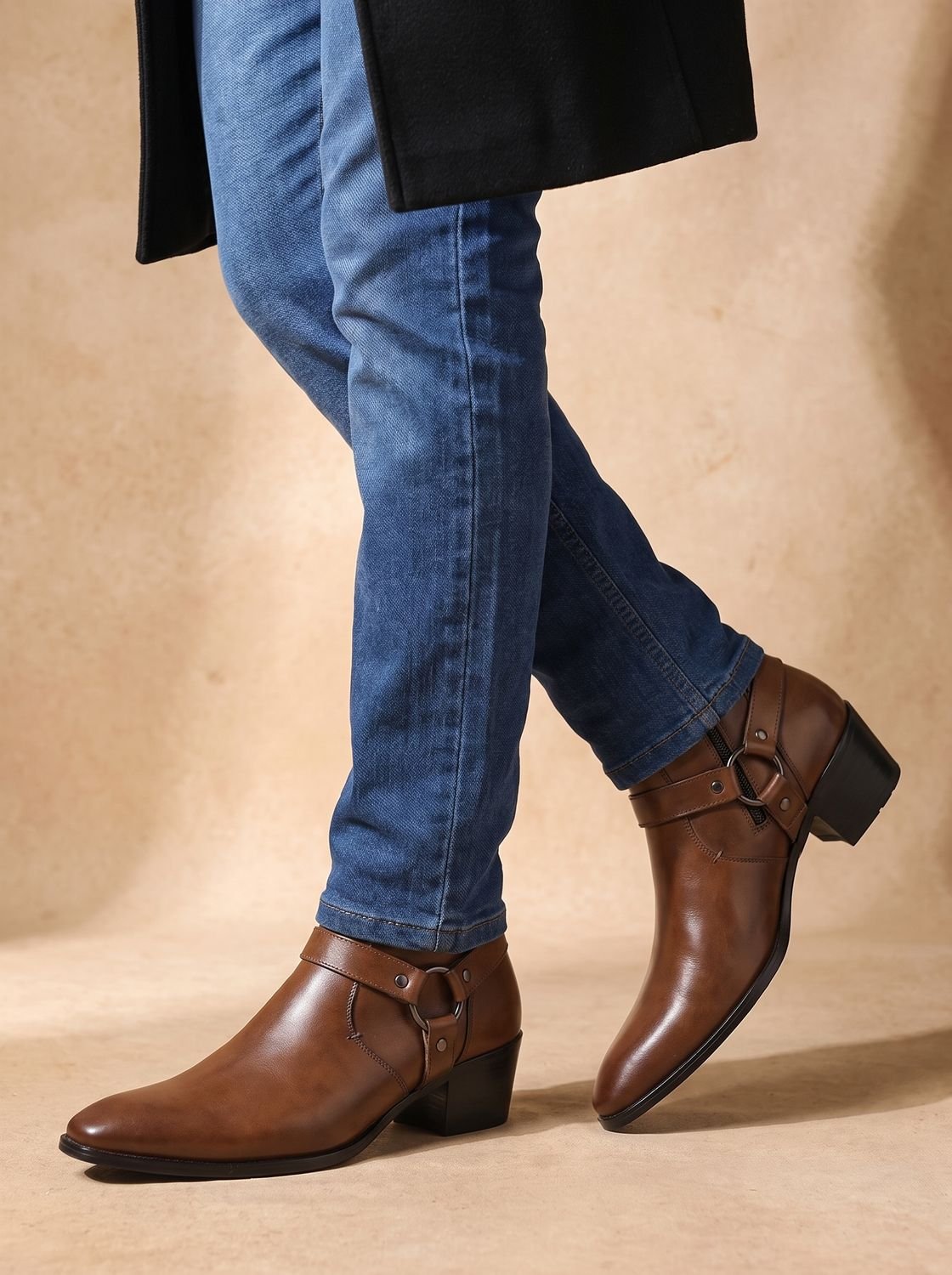 Men's Harness Ankle Boots with Chisel Toe - view 1