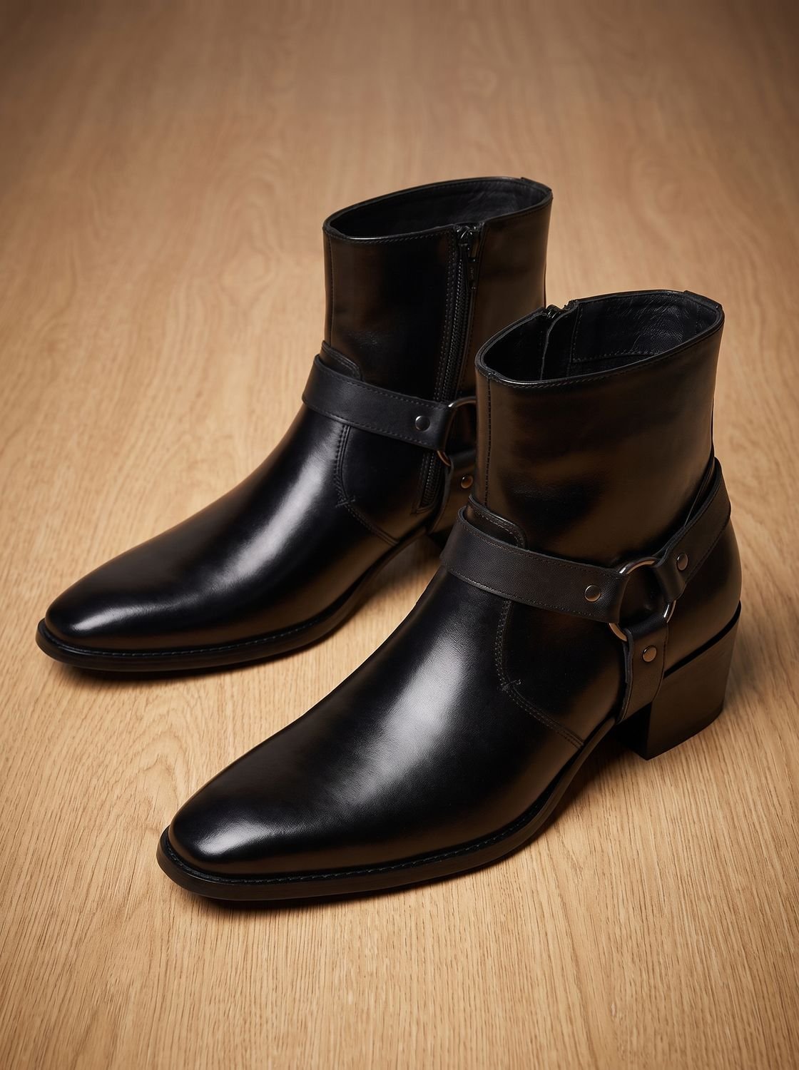 Men's Harness Ankle Boots with Chisel Toe - view 6