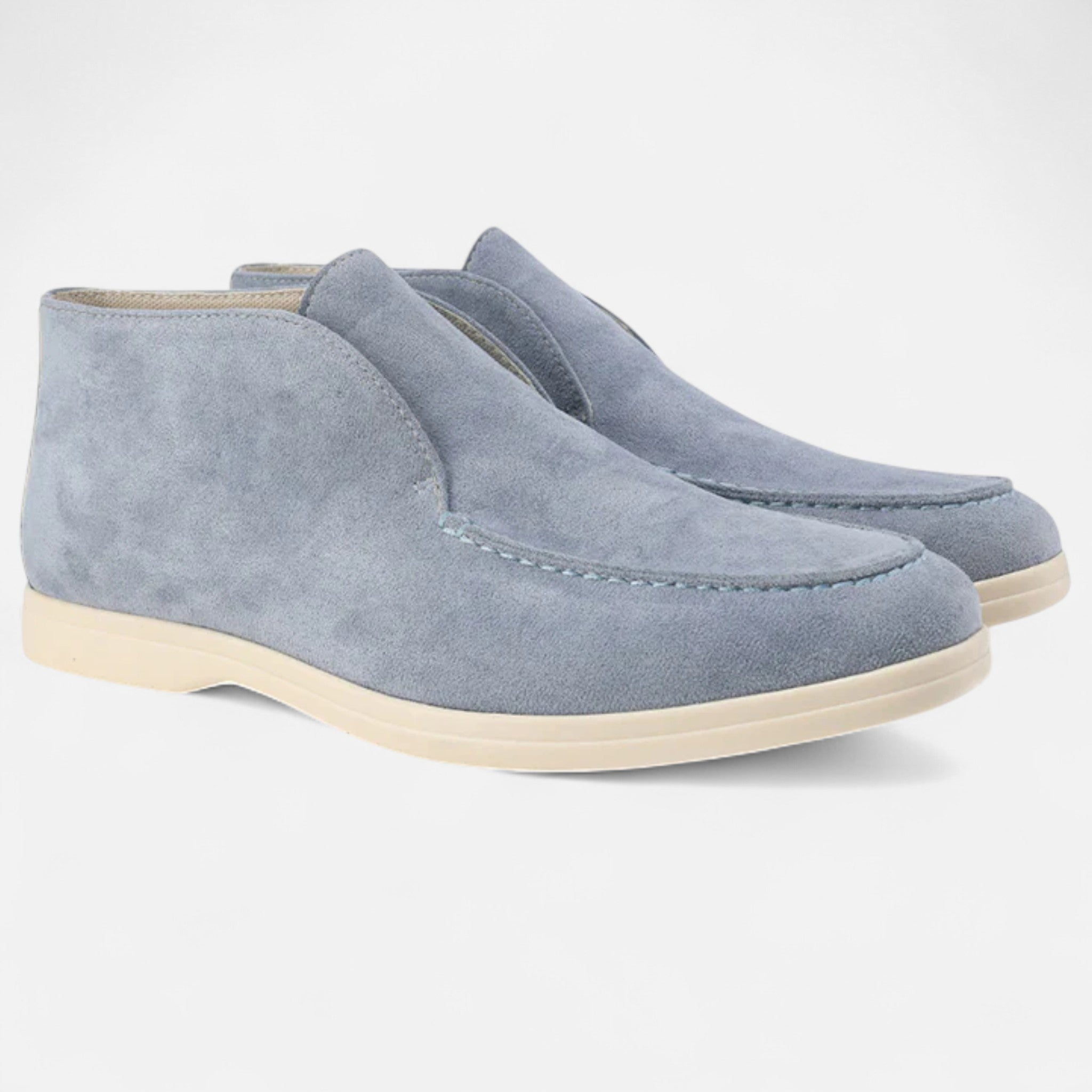 Men's high-cut suede loafers in Beige - front view